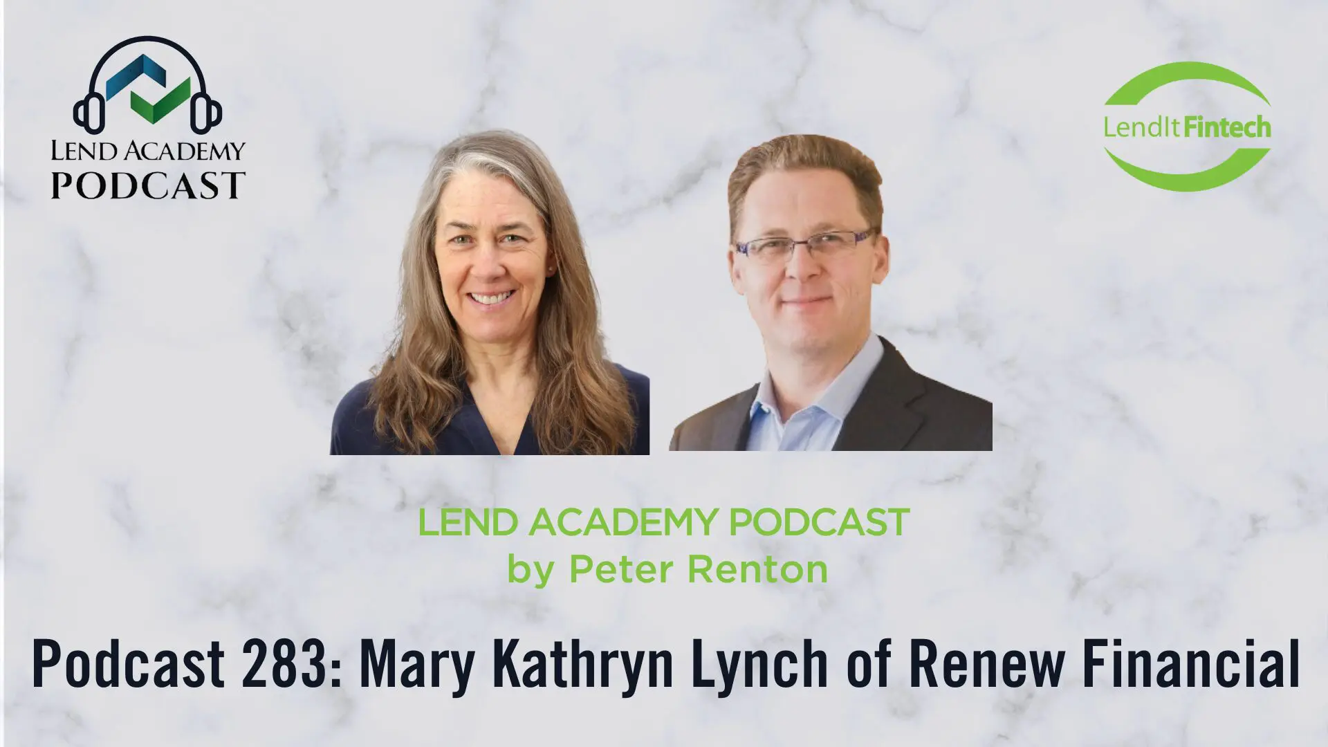 Two professionals on LEND Academy Podcast episode cover.