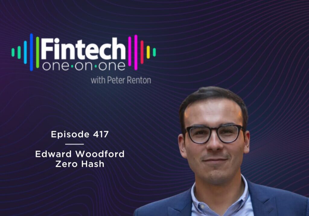 Podcast episode cover featuring a man and Fintech branding.