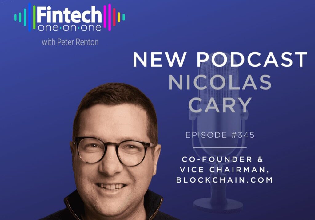 Podcast promotion featuring Nicolas Cary, co-founder of Blockchain.com.